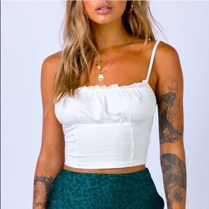 PRINCESS POLLY Tilly Top Off White Strappy Tank Top S